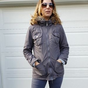 G21 three-quarter length green coat with hood